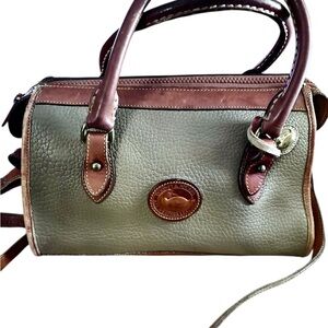 Vintage  Brown and Green Leather Dooney and Bourke Handbag in need of TLC